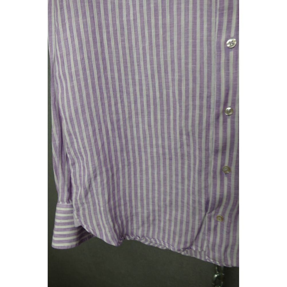 HAMMER MADE Linen Striped Long Sleeve Button Down Shirt Mens 39 15.5 - Picture 5 of 8